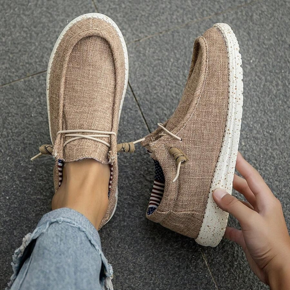 Canvas Lace-Up Boat Style Loafers
