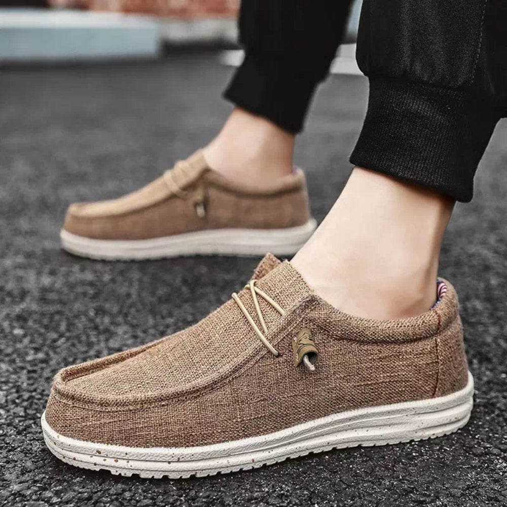 Canvas Lace-Up Boat Style Loafers