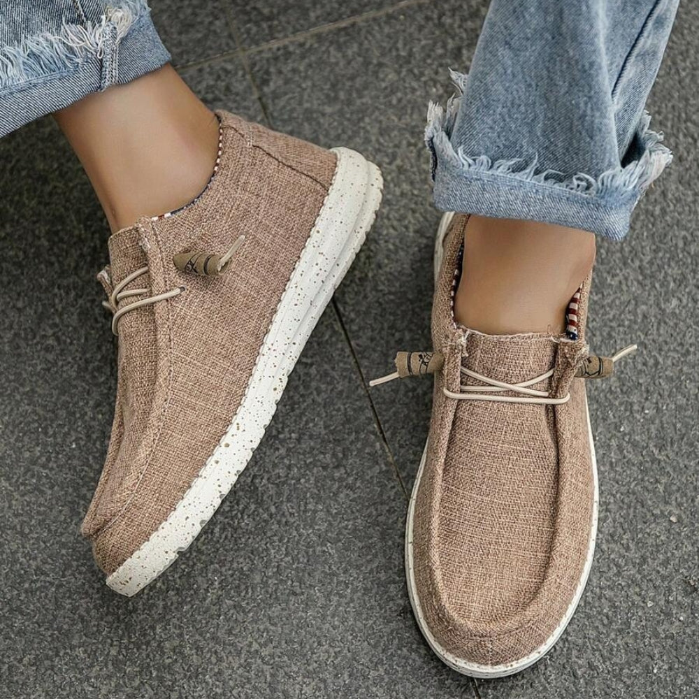 Canvas Lace-Up Boat Style Loafers