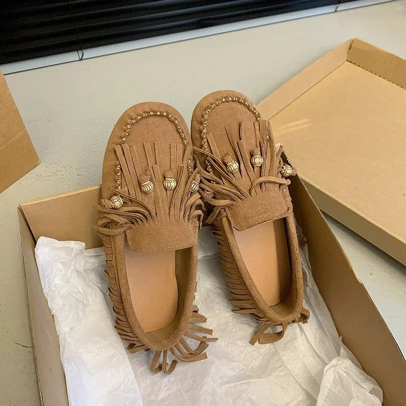 Women's Suede Fringed Loafers