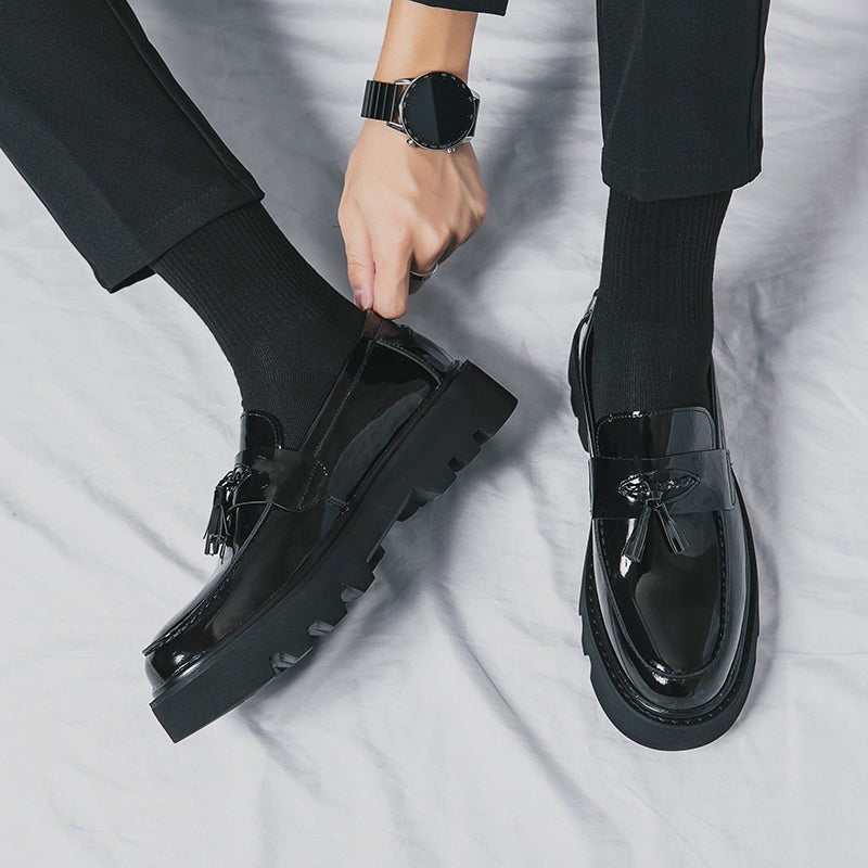 Men's Patent Leather Platform Loafers
