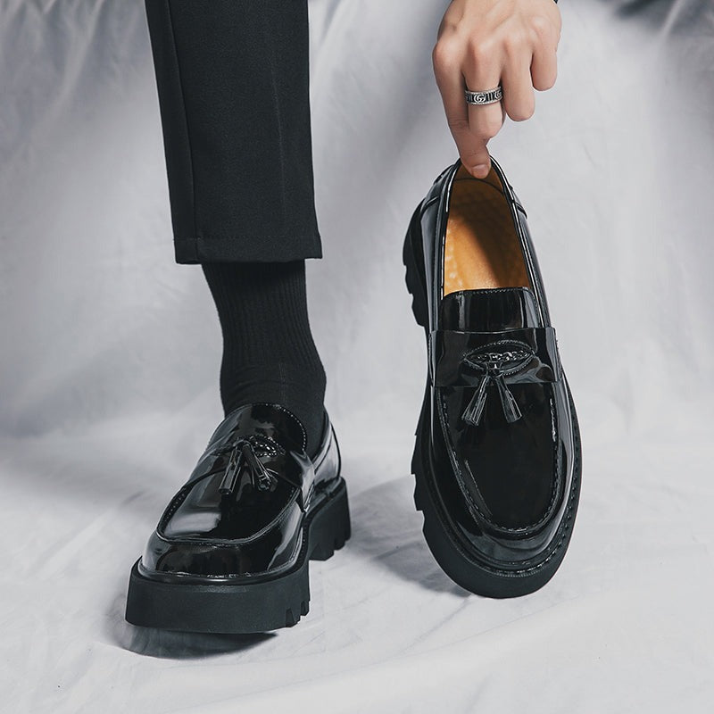 Men's Patent Leather Platform Loafers