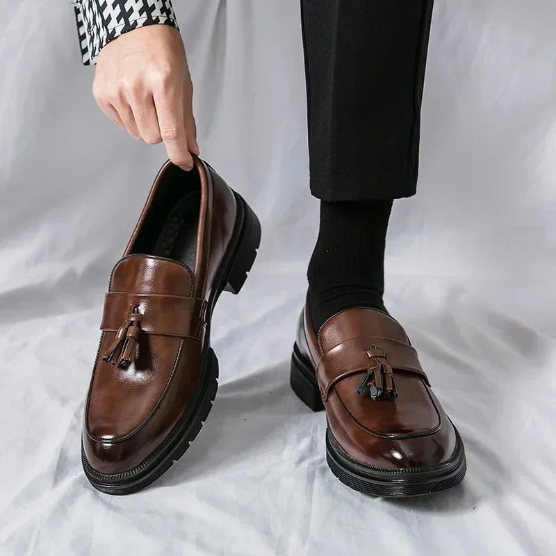 Men's Genuine Leather Tassel Dress Loafers