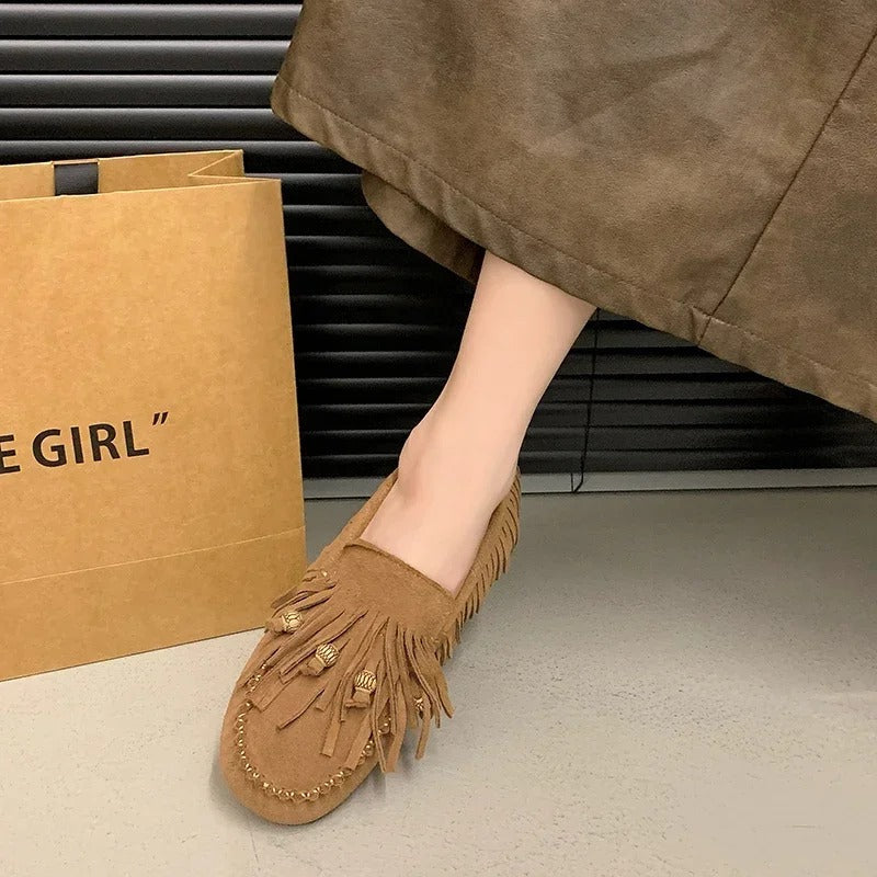 Women's Suede Fringed Loafers