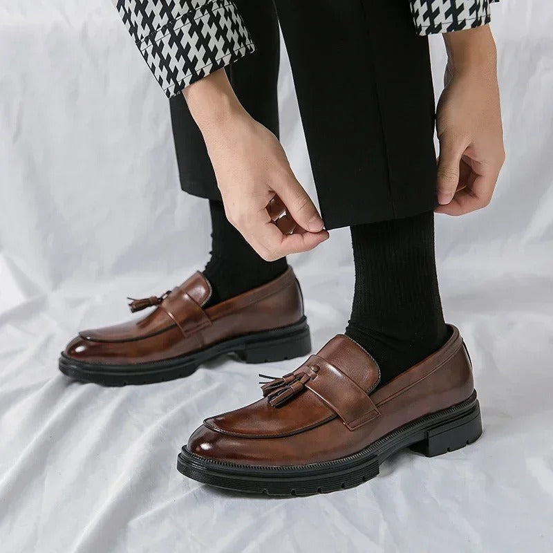 Men's Genuine Leather Tassel Dress Loafers
