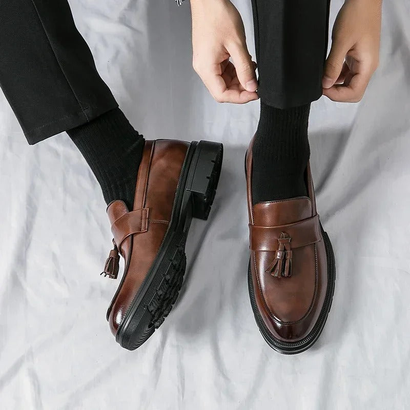 Men's Genuine Leather Tassel Dress Loafers