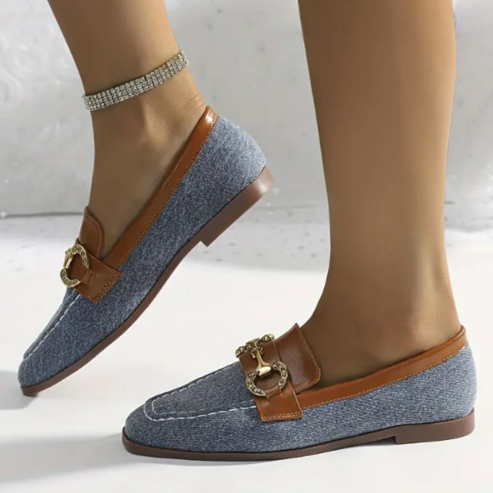 Soft Denim Blue Boat Style Loafers for Women