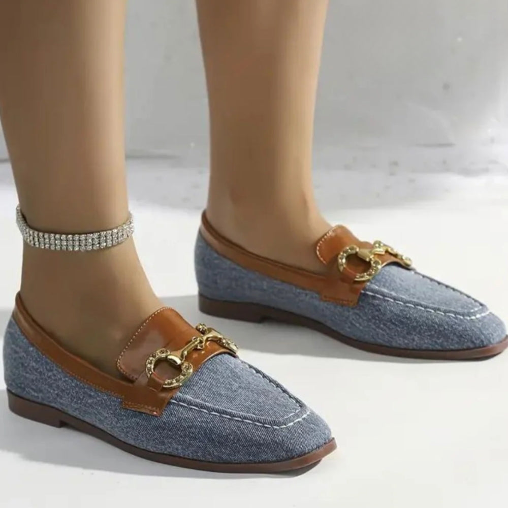 Soft Denim Blue Boat Style Loafers for Women