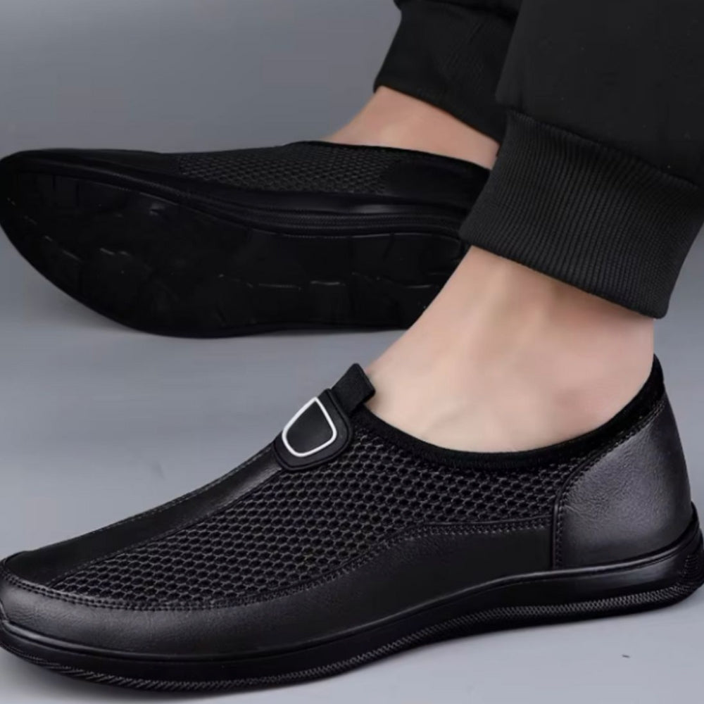 Soft Mesh Loafers with Stitching Pattern