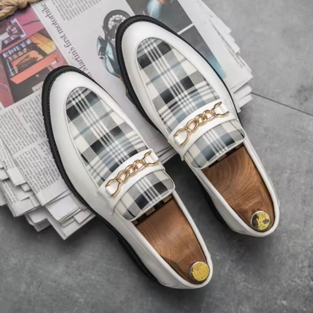 Trendy Soft Leather Effect Loafers with Gold Buckle for Men