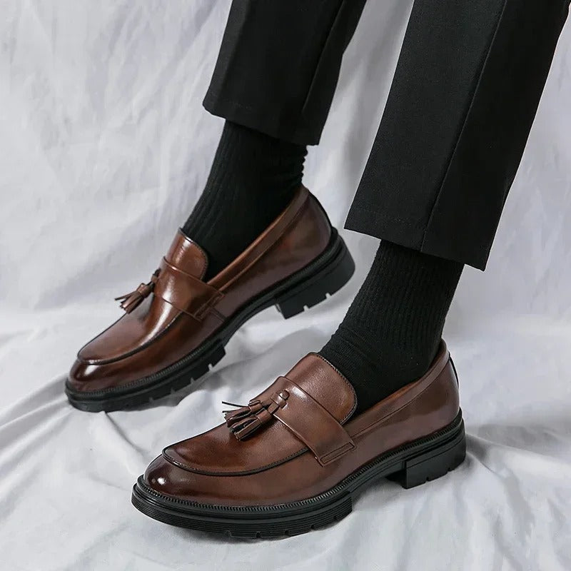 Men's Genuine Leather Tassel Dress Loafers