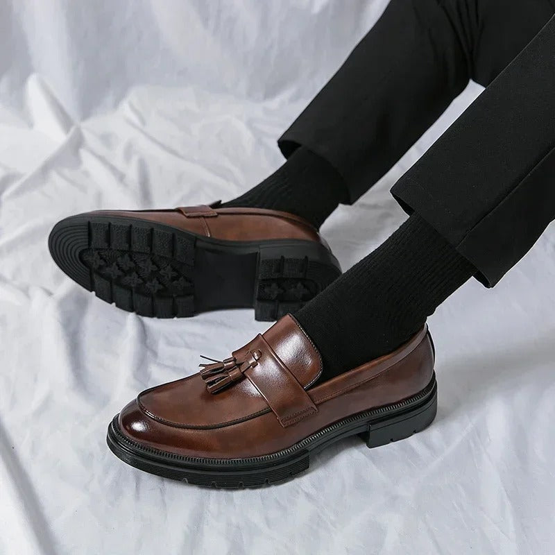 Men's Genuine Leather Tassel Dress Loafers