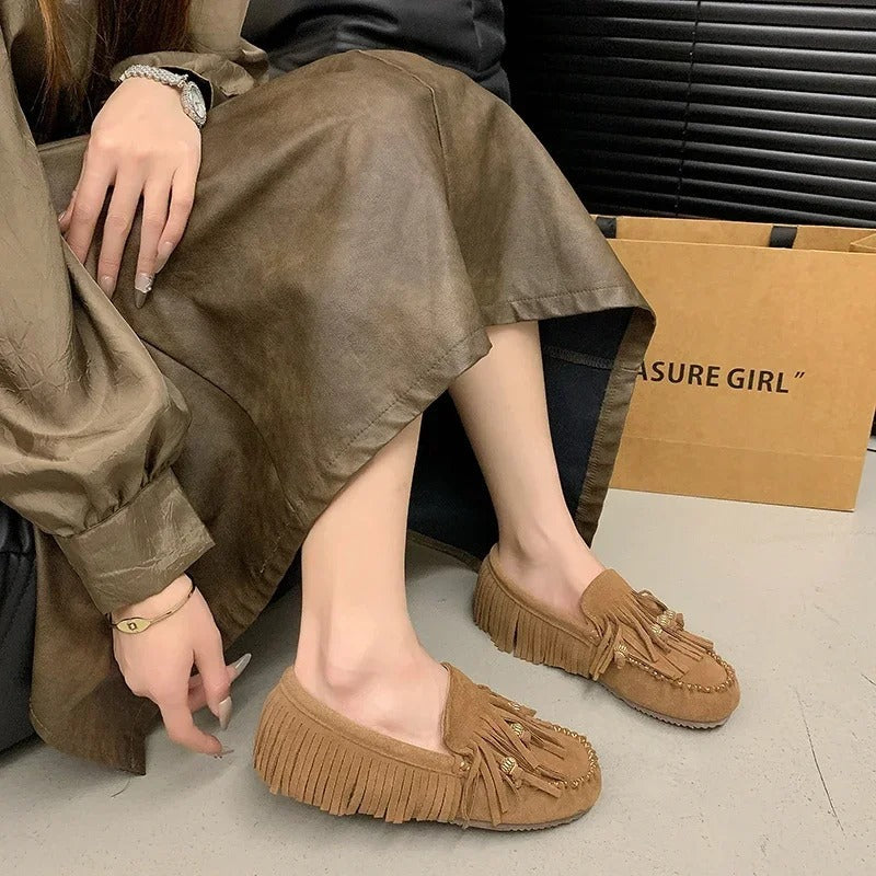 Women's Suede Fringed Loafers