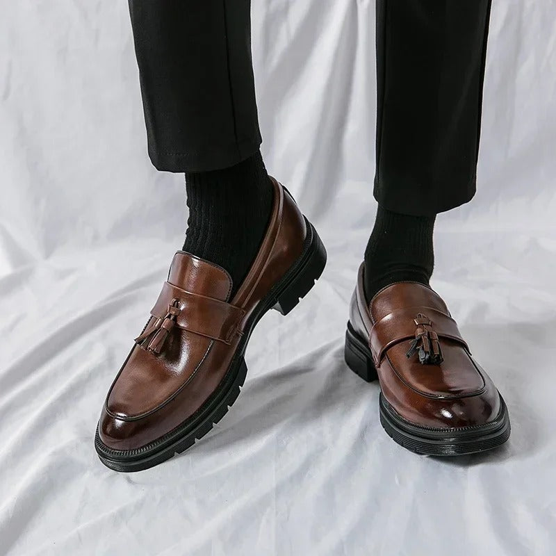 Men's Genuine Leather Tassel Dress Loafers