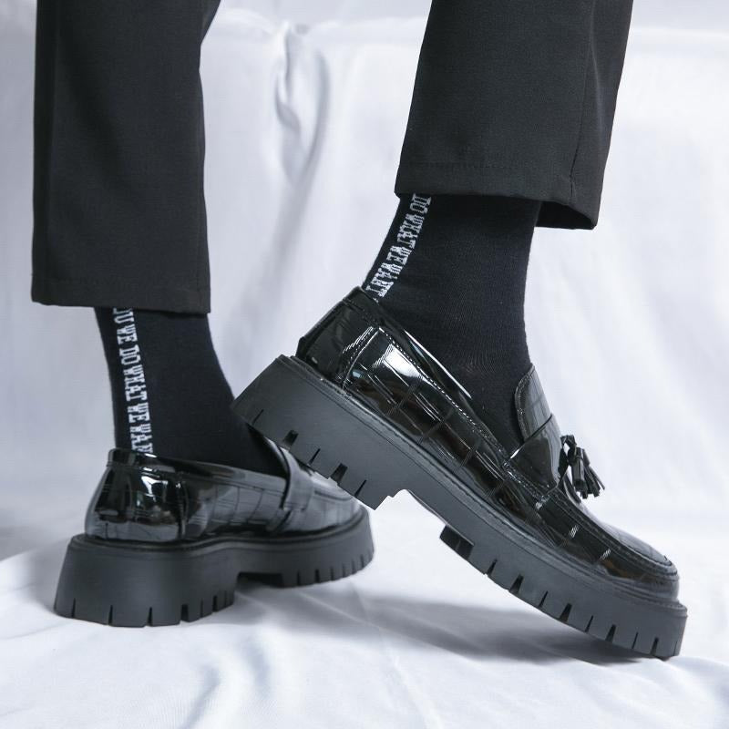 Men's Patent Leather Platform Loafers