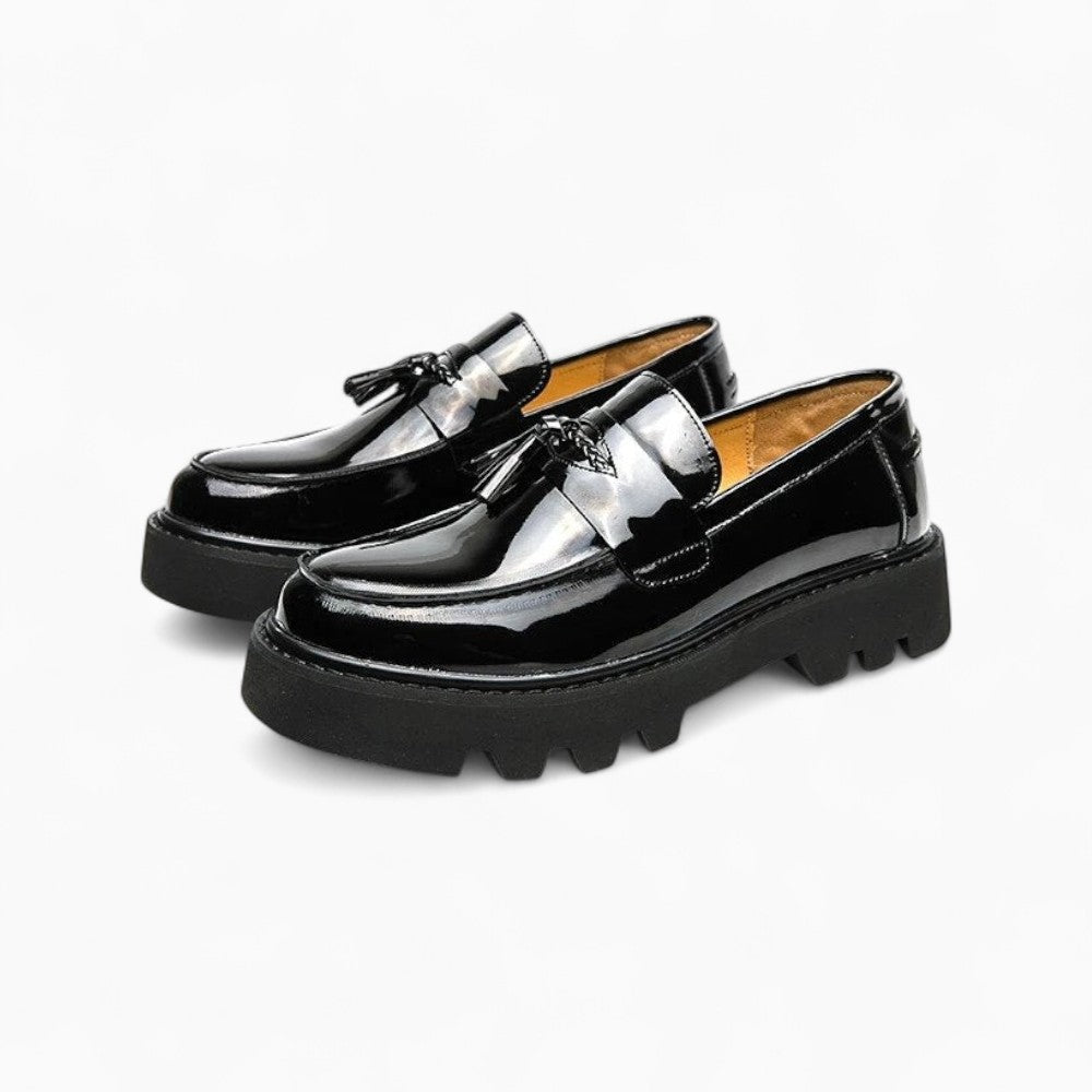 Men's Patent Leather Platform Loafers
