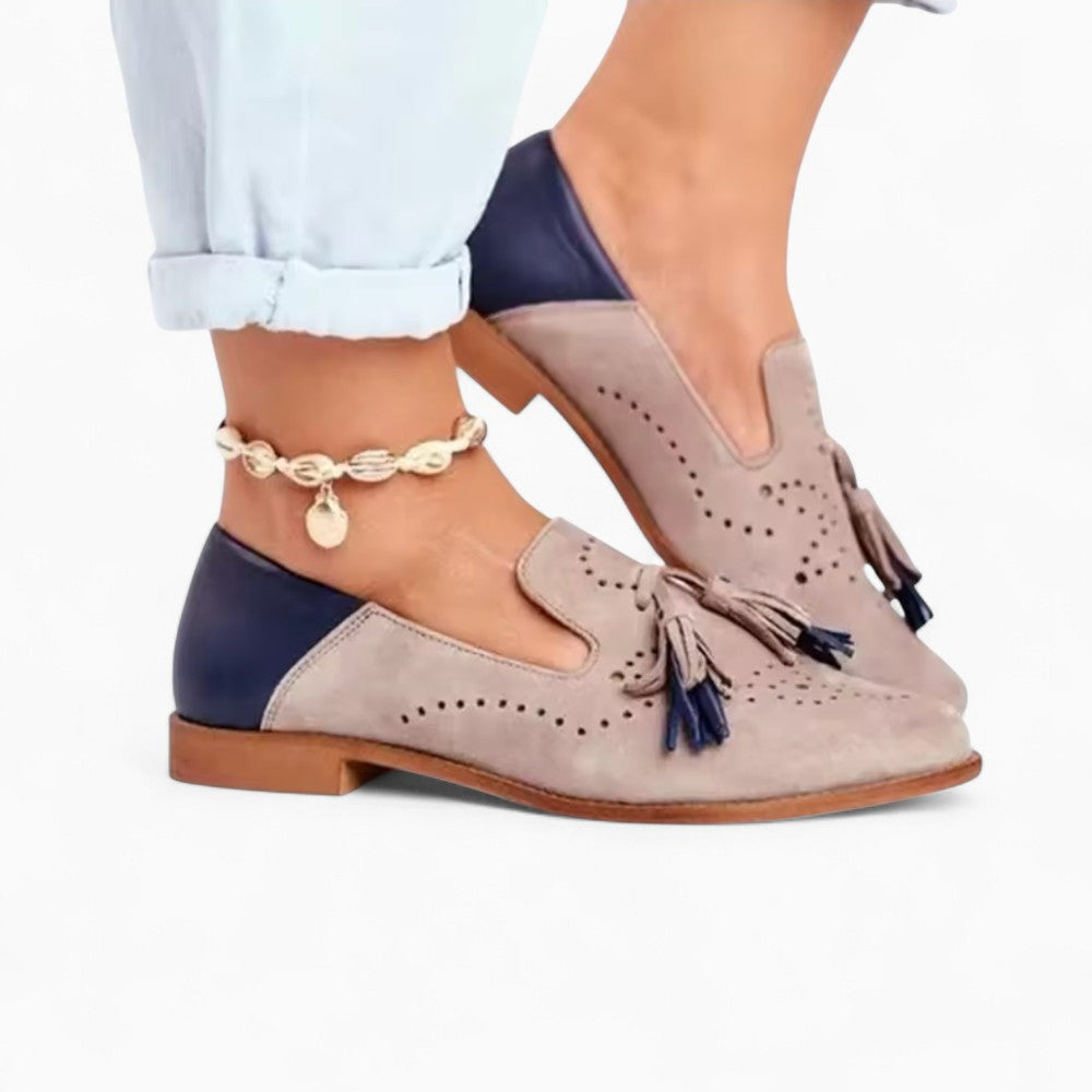 Pink and Blue Tassel Loafers for Women