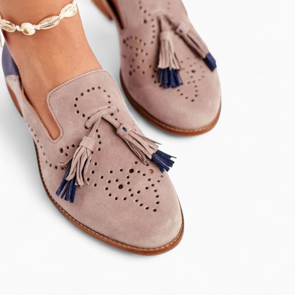 Pink and Blue Tassel Loafers for Women
