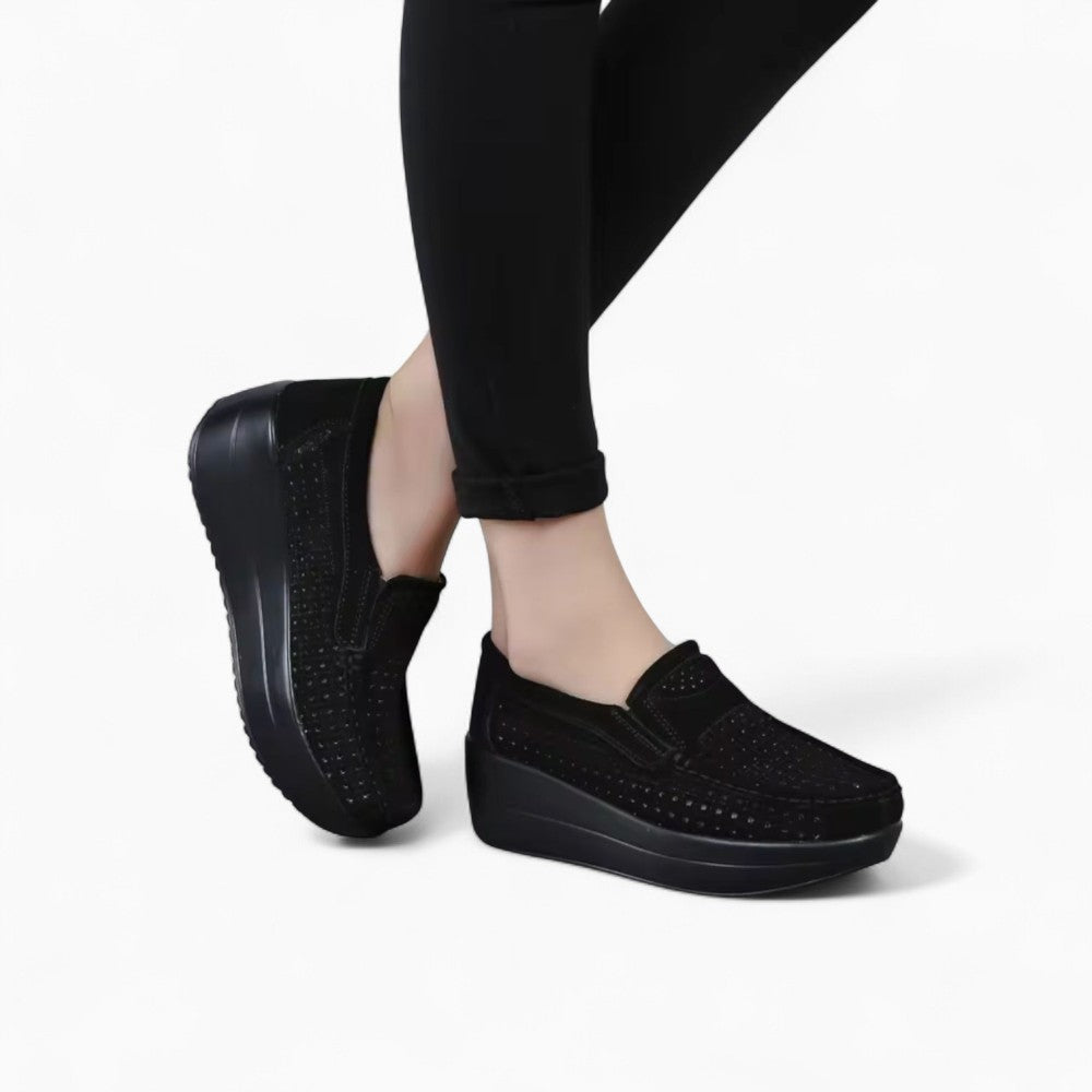 Breathable Wedge Heeled Loafers for Women