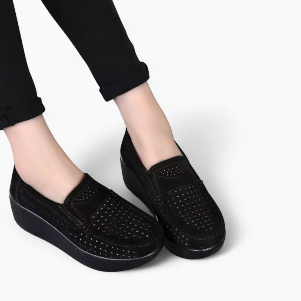 Breathable Wedge Heeled Loafers for Women