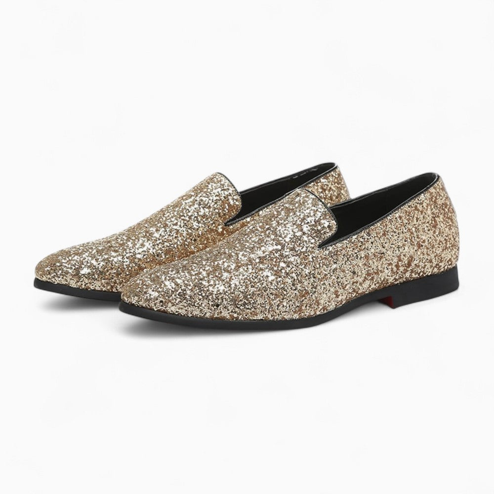 Men's Pointed Gold Loafers