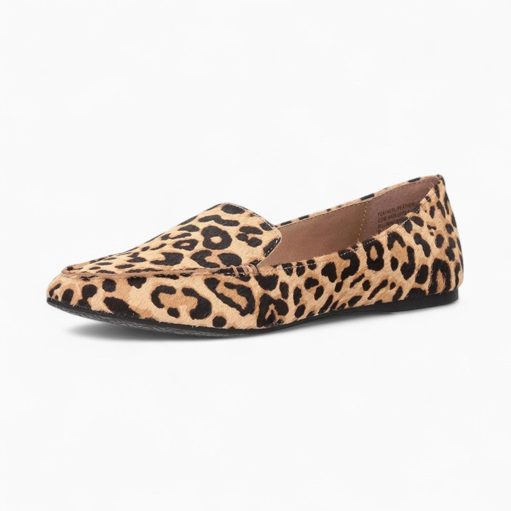 Women's Pointed Loafers in Velvet with Leopard Print