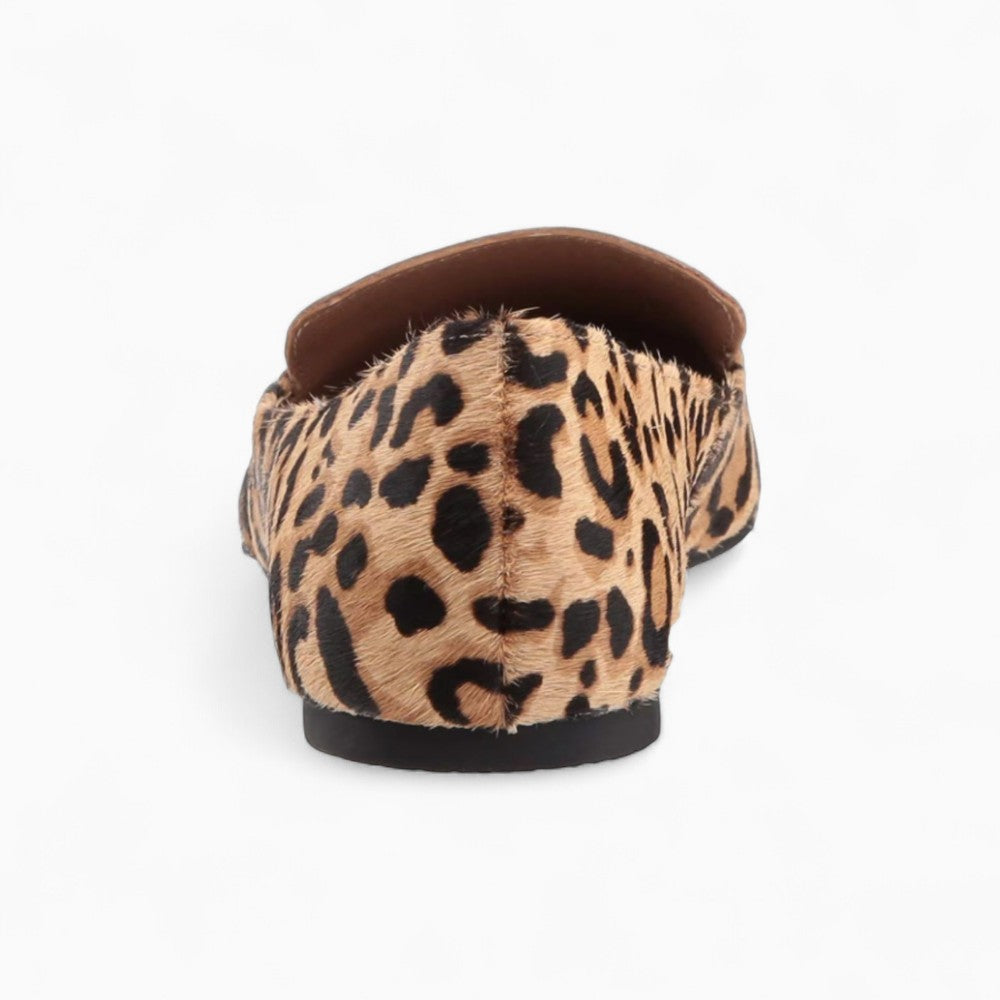 Women's Pointed Loafers in Velvet with Leopard Print