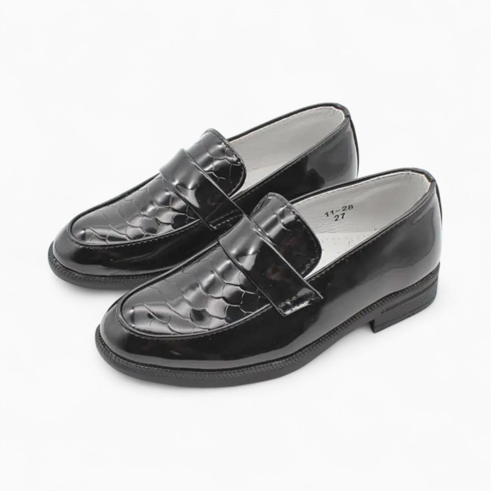 Versatile Patent Leather Loafers for Boys