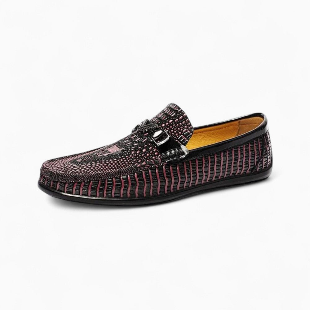 Men's Loafers with Patent Leather Snake Skin Effect