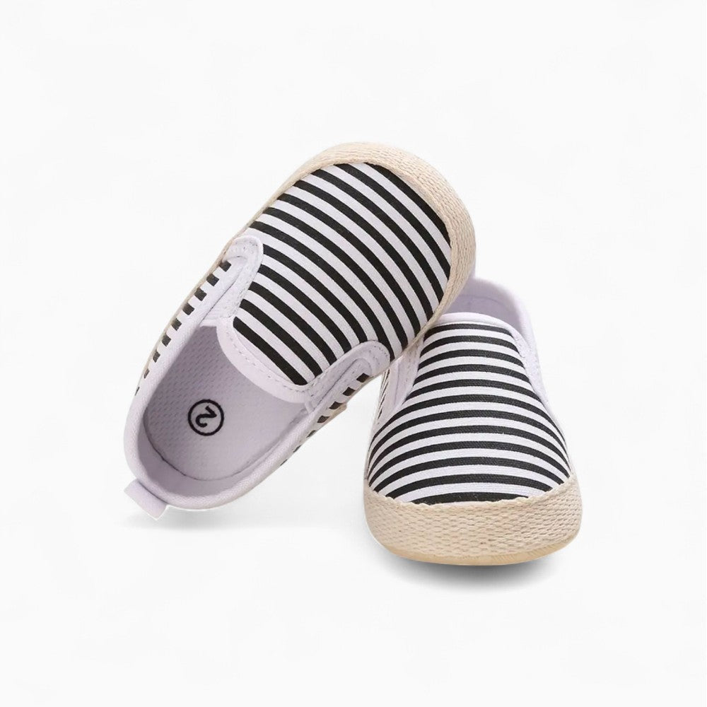First Step Cotton Loafers with Striped Pattern