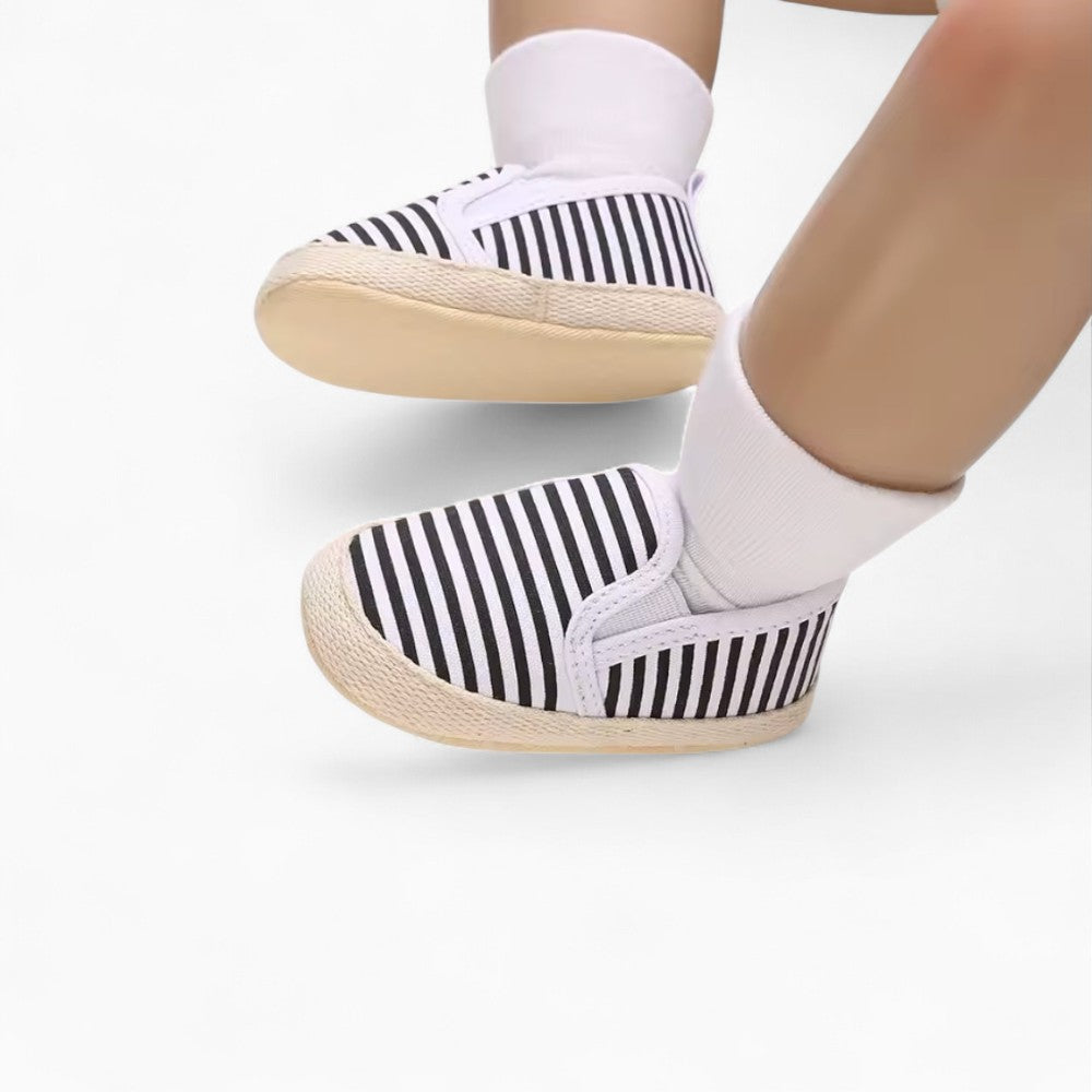 First Step Cotton Loafers with Striped Pattern