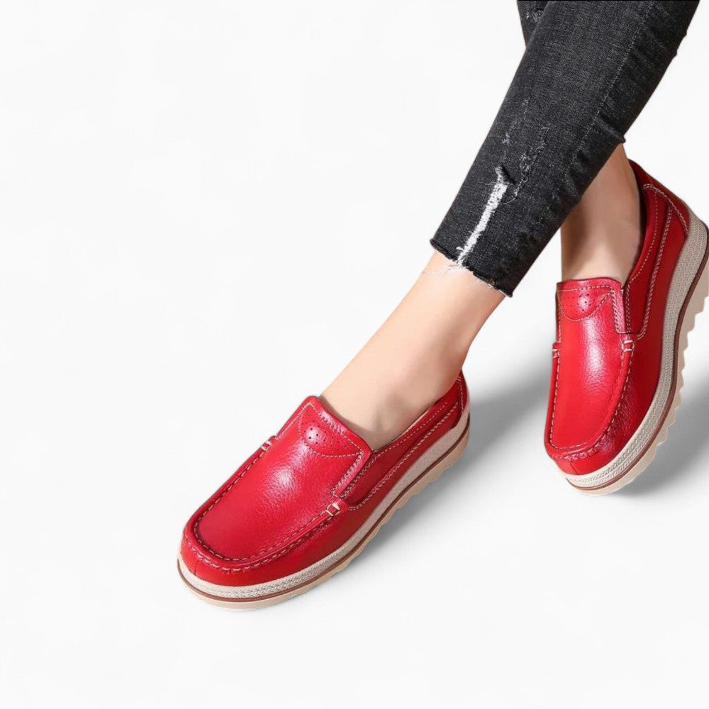 Women's Red Platform Orthopedic Loafers
