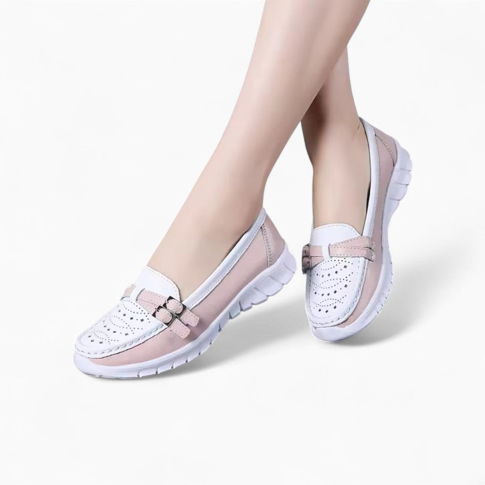 Women's Thick-Soled Leather Effect Orthopedic Loafers