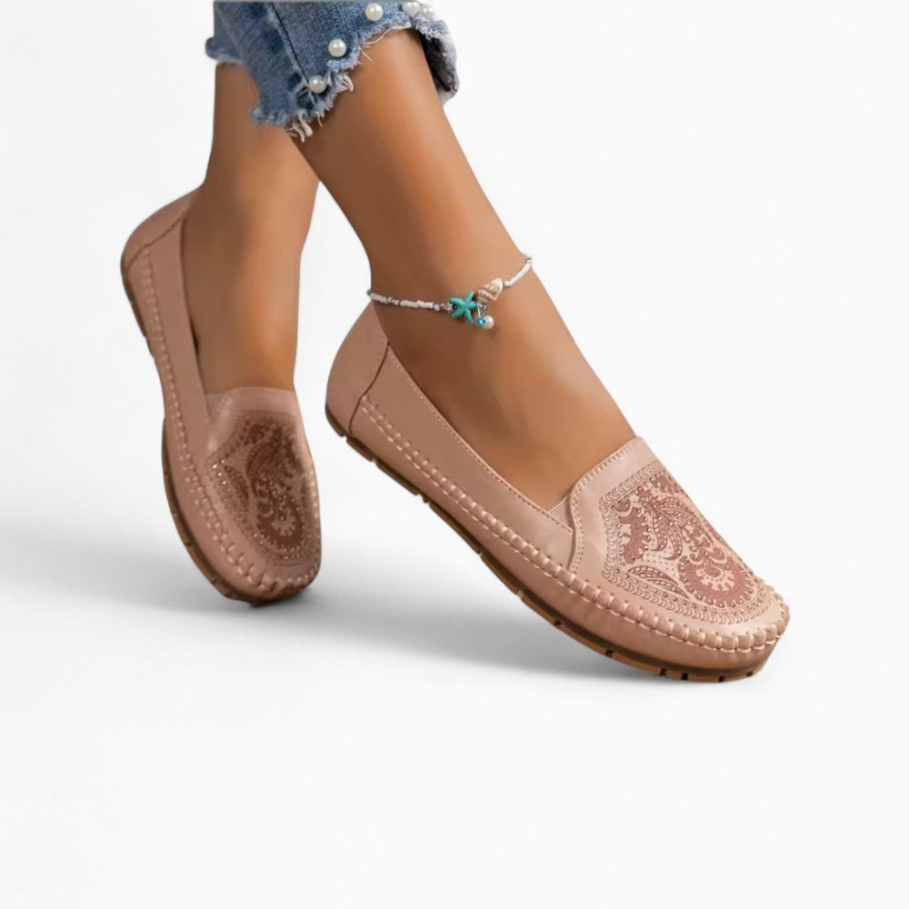 Synthetic Leather Perforated Orthopedic Loafers for Women