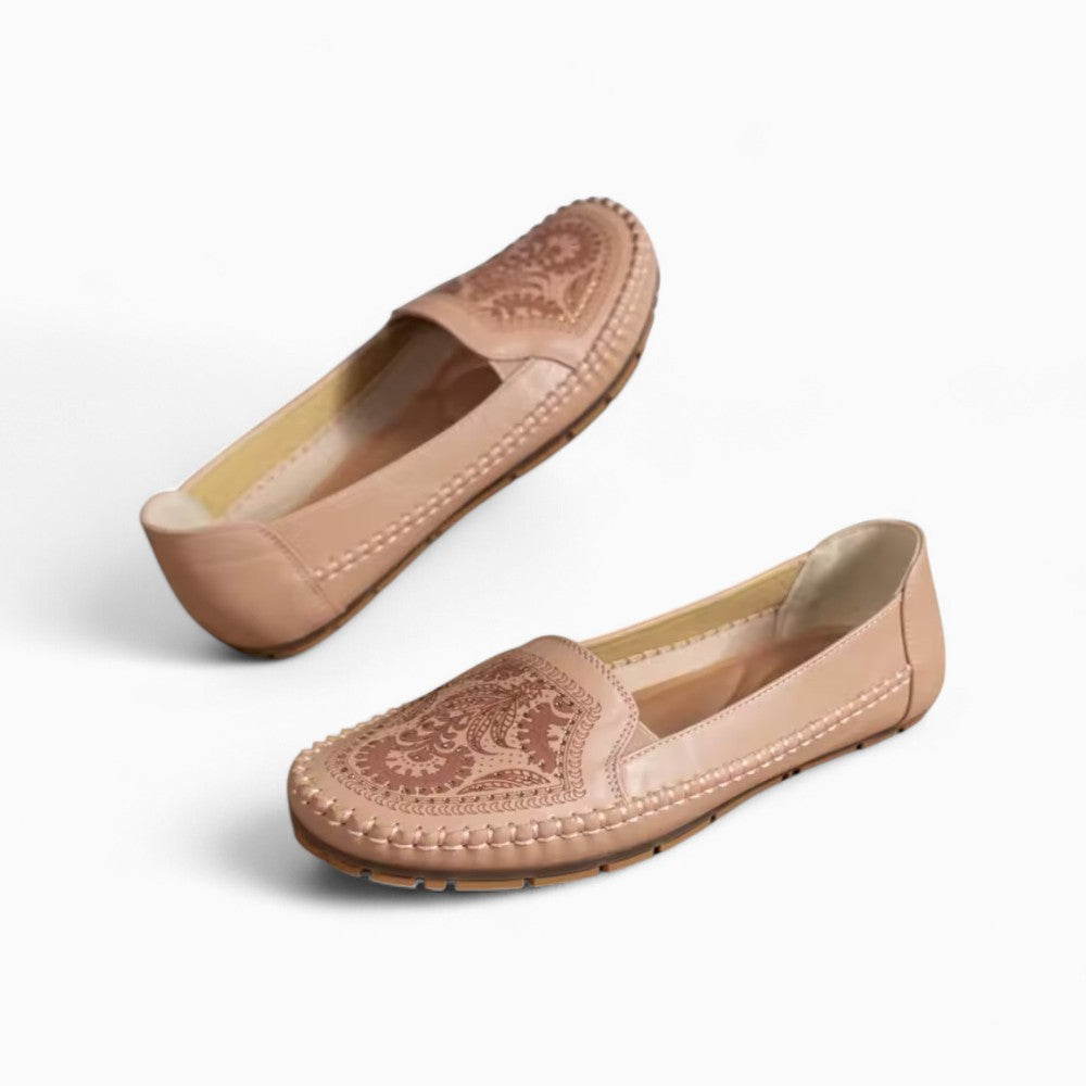 Synthetic Leather Perforated Orthopedic Loafers for Women