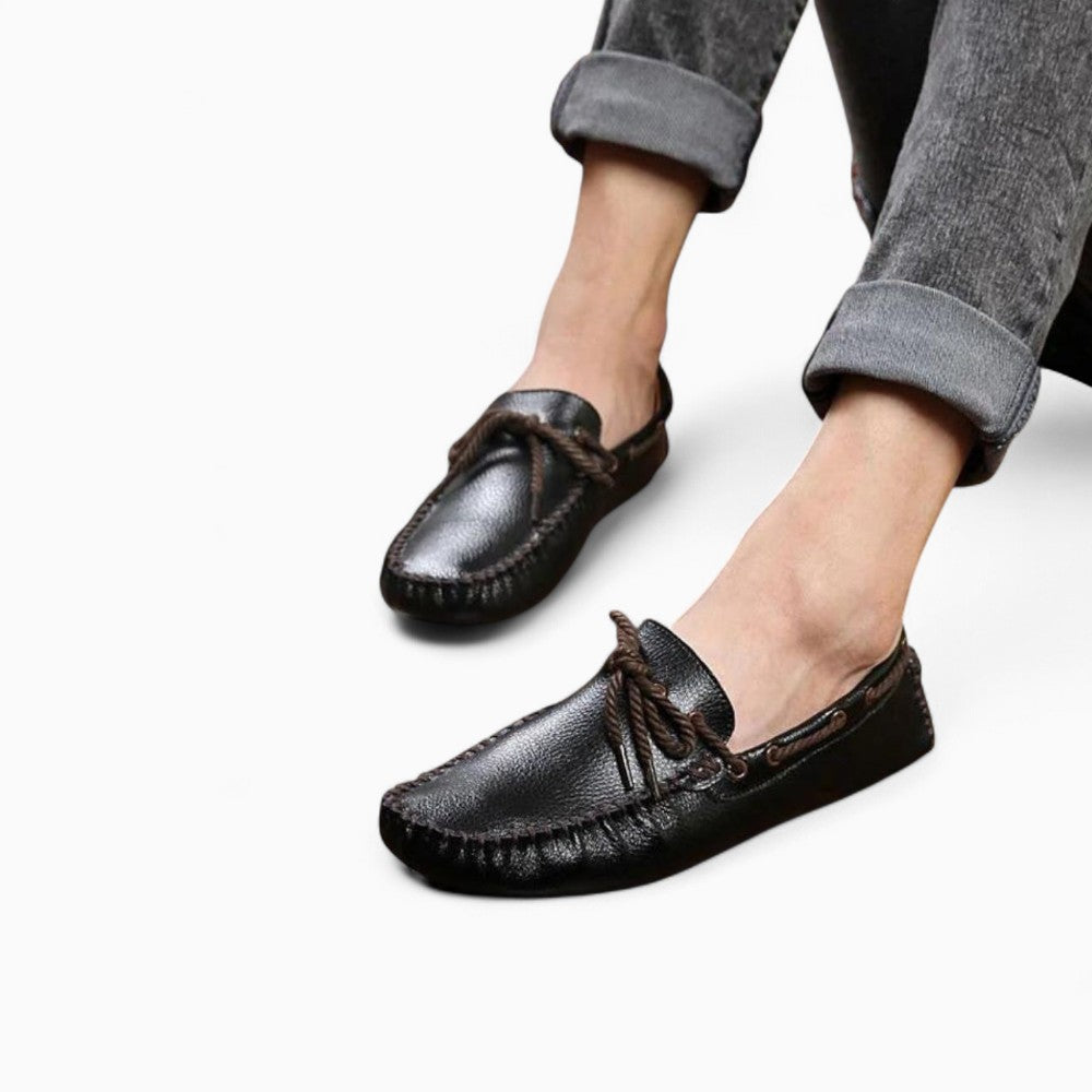 Men’s Classic Black Synthetic Leather Loafers