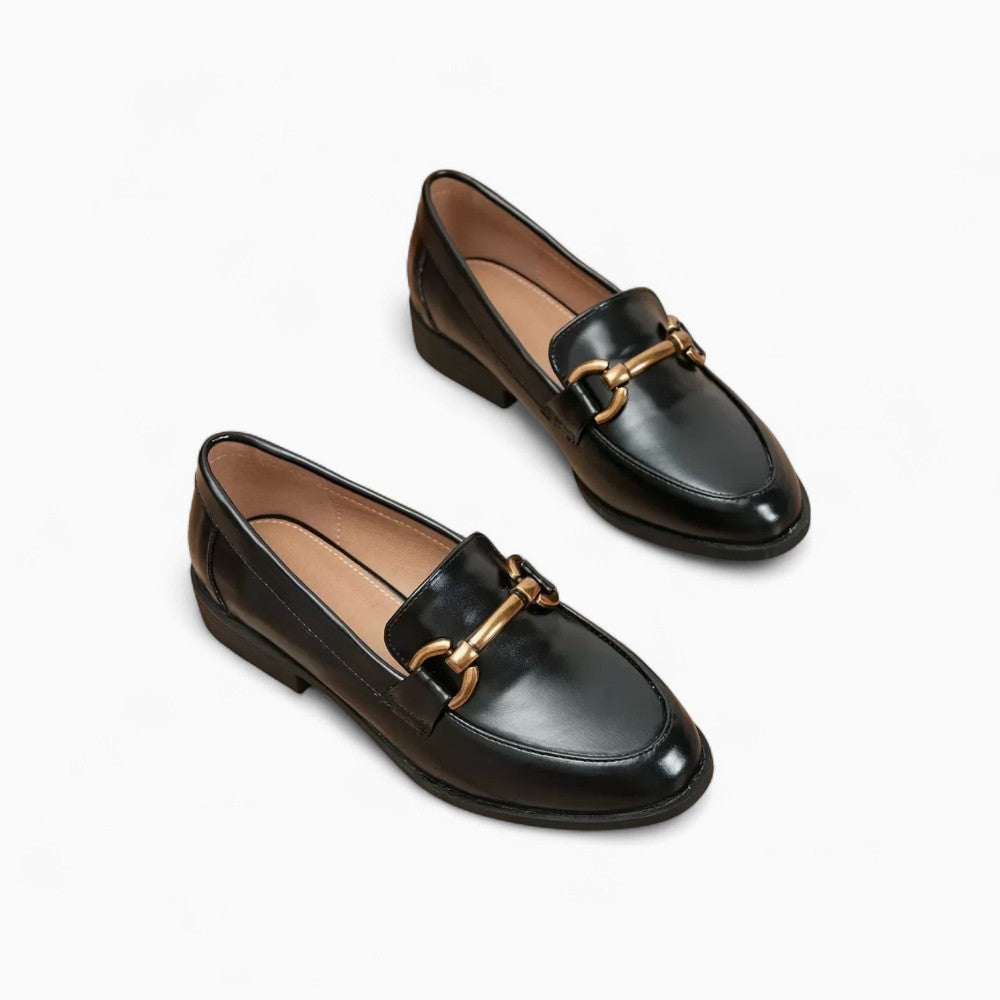 Women’s Black Patent Leather Heeled Loafers