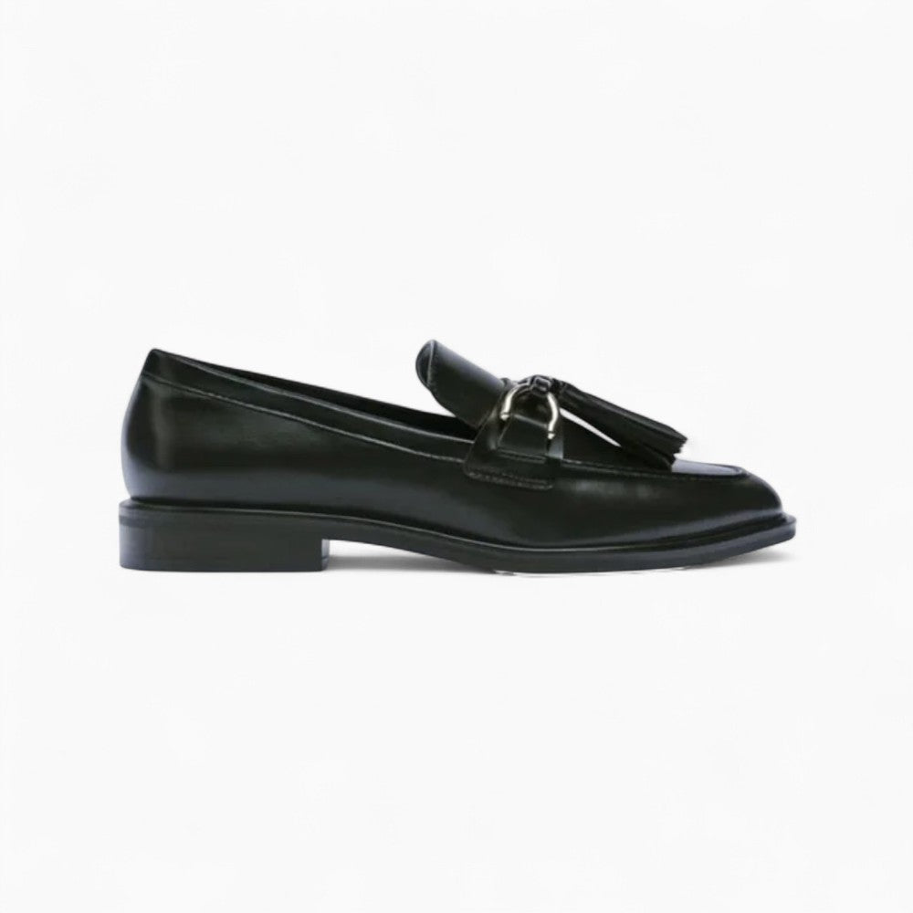 Black Slip‑On Loafers with Tassels for Women
