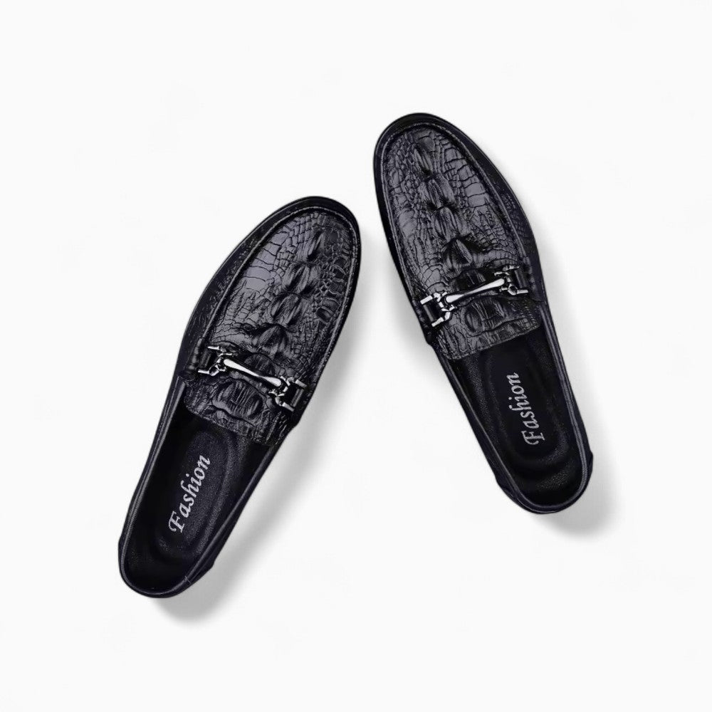 Black Synthetic Leather Loafers for Men