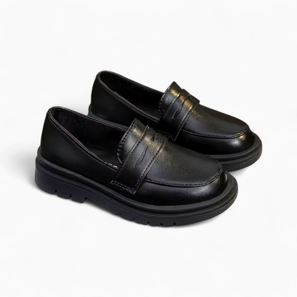 Black Shiny Spring Loafers for Boys
