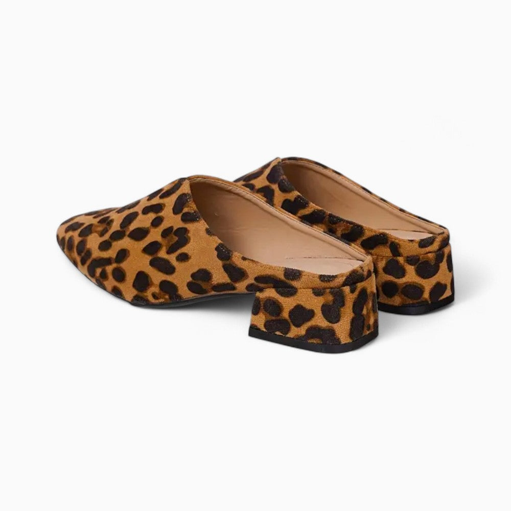 Leopard Canvas Sport Mule Loafers with Thick Sole
