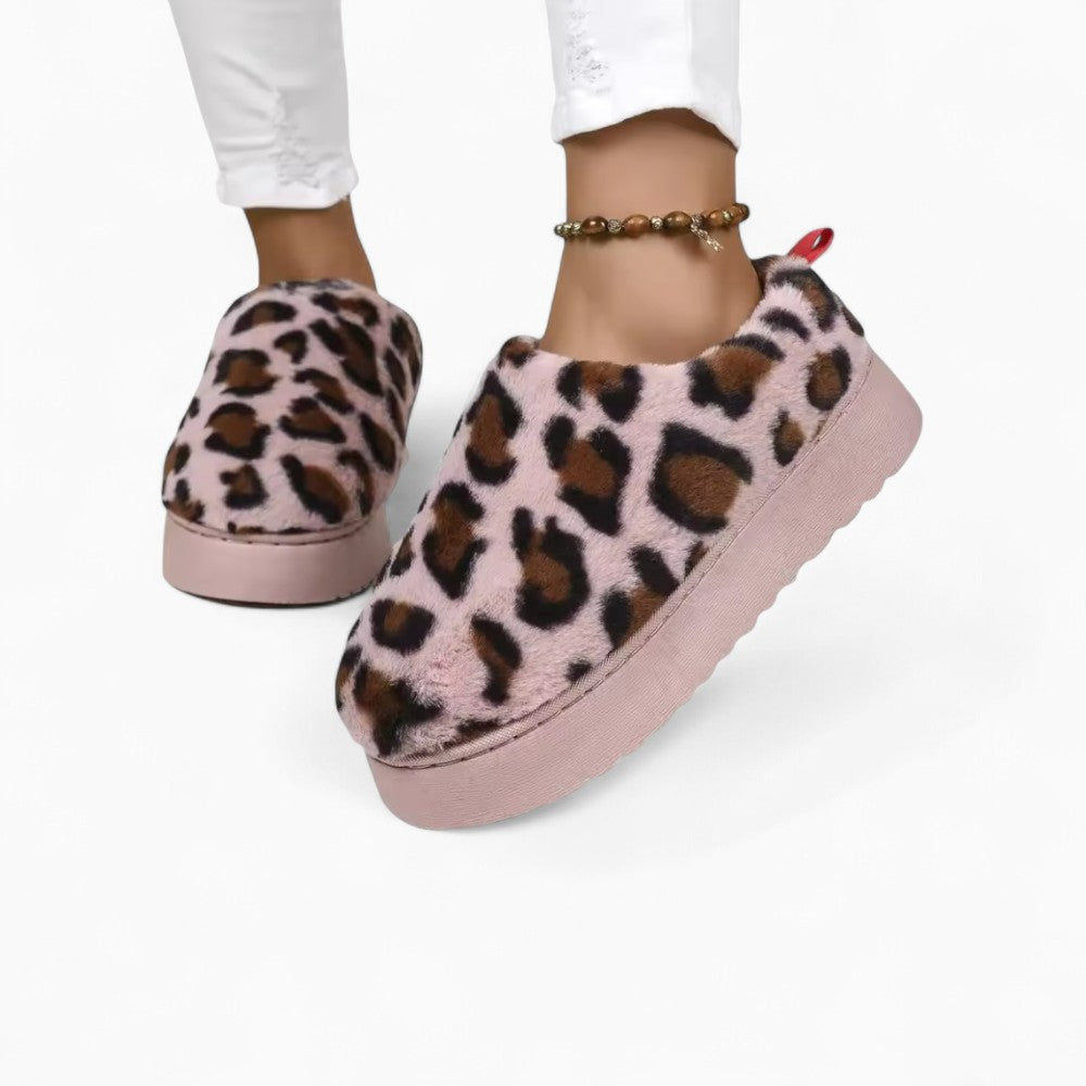 Trendy Leopard Loafers with Thick Pink Sole for Women