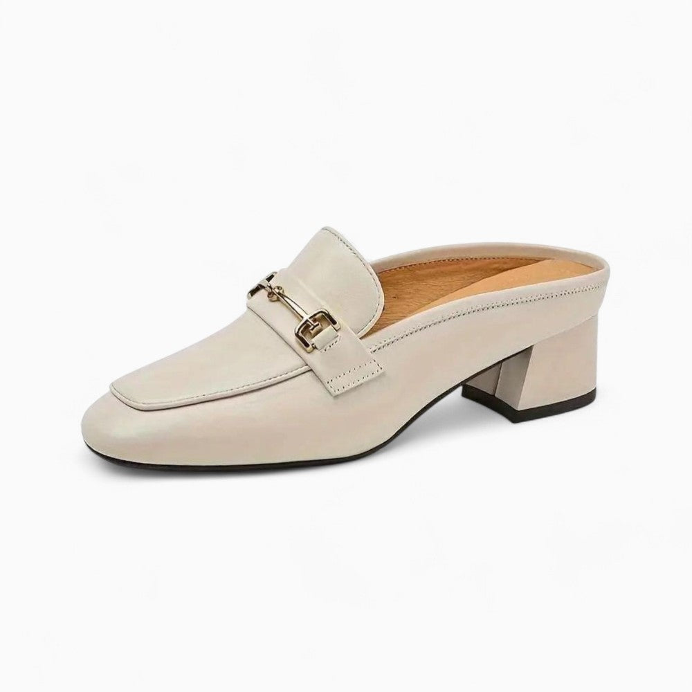 Lightweight Genuine Leather Loafers with Square Heels for Women