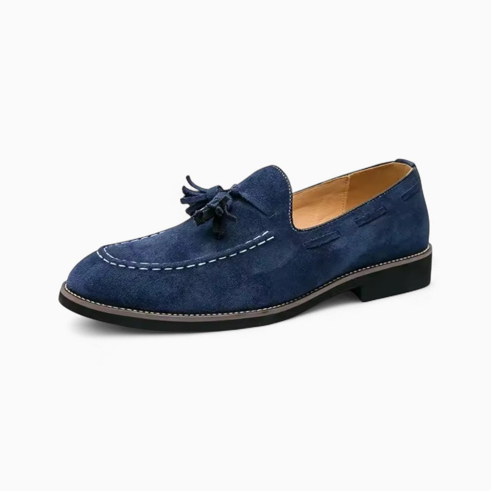 Italian Blue Suede Effect Loafers for Men