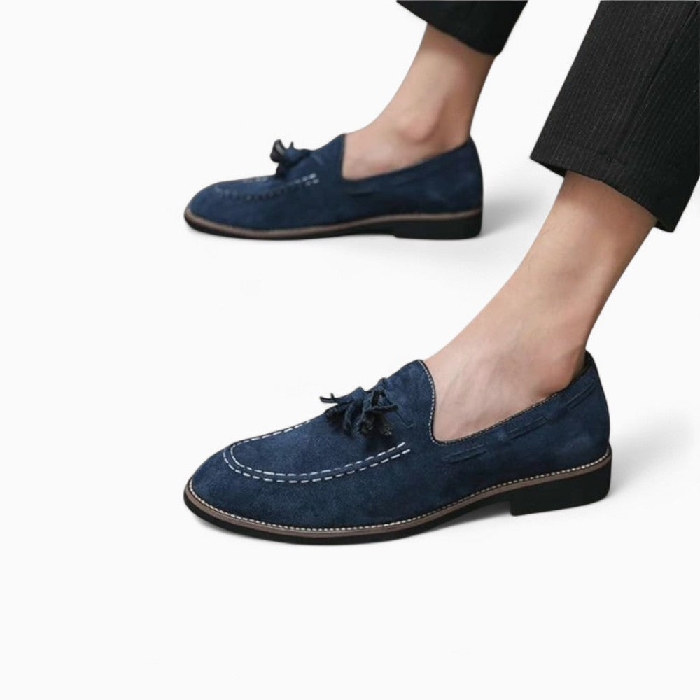 Italian Blue Suede Effect Loafers for Men