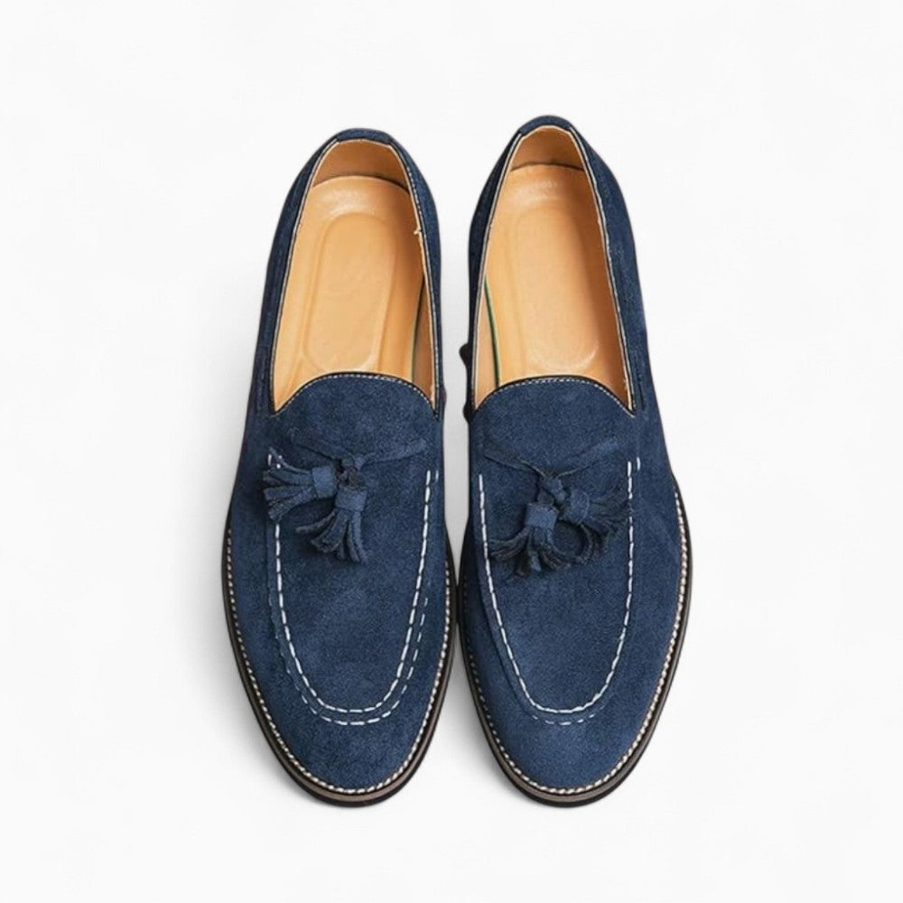 Italian Blue Suede Effect Loafers for Men