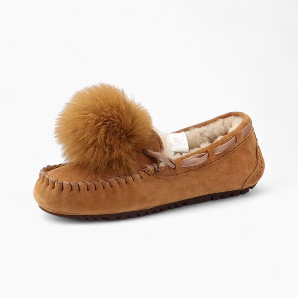 Indian Suede Loafers with Pom-poms