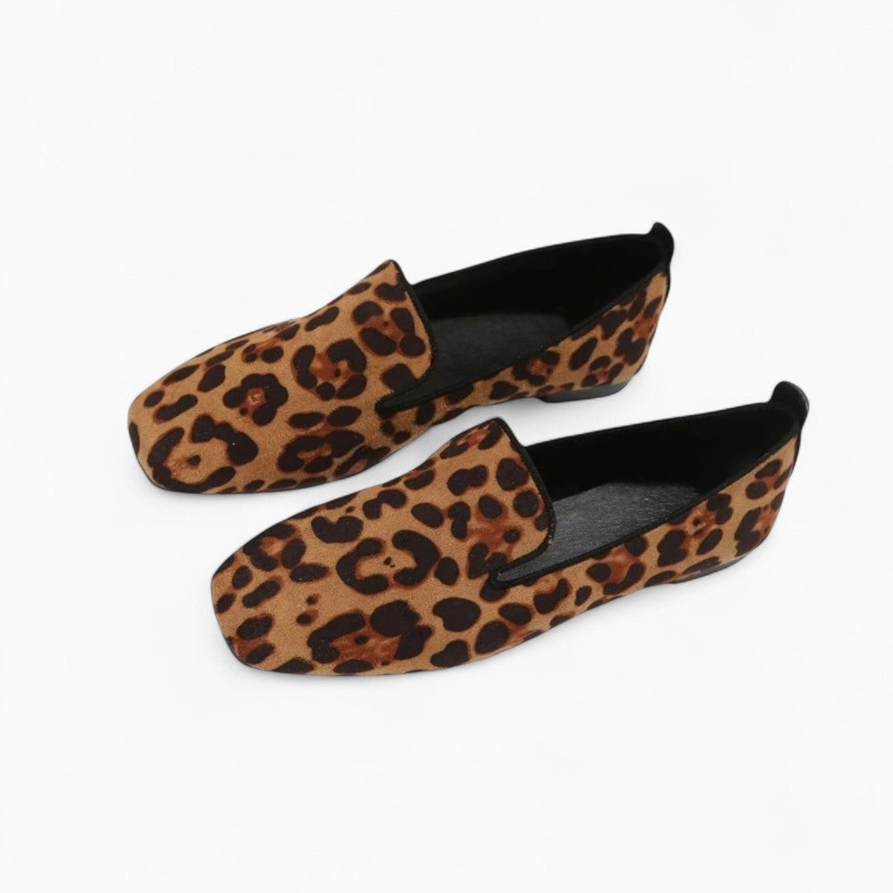 Leopard Print Square Toe Loafers for Women