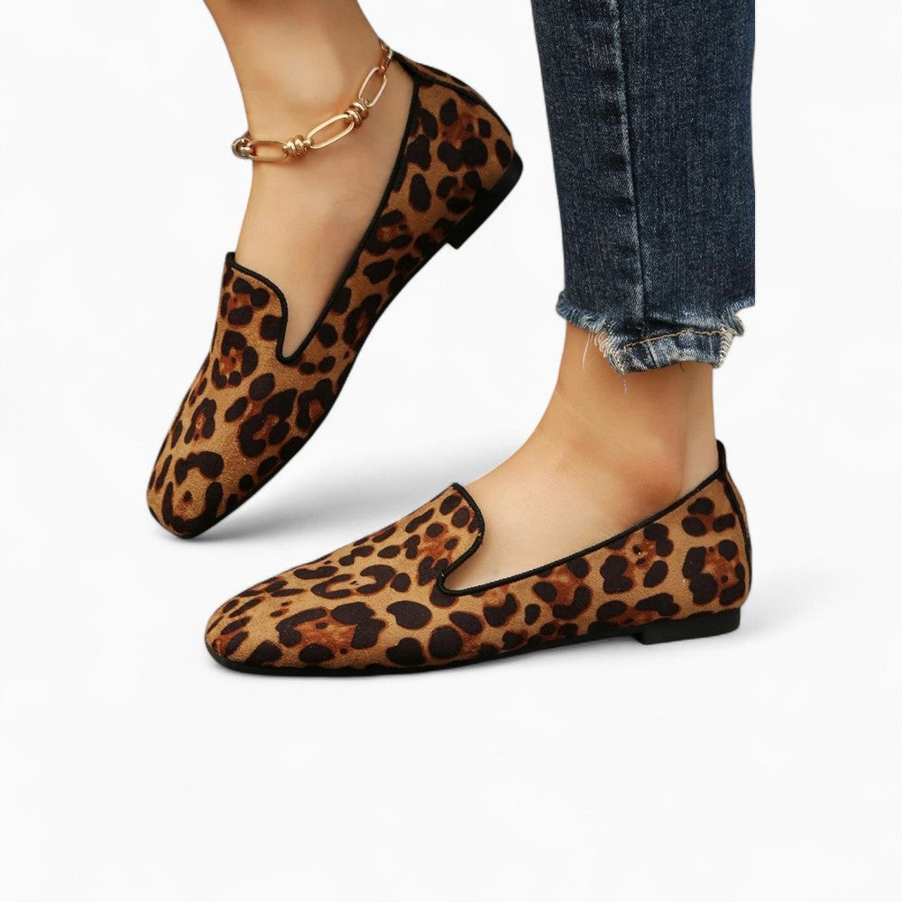 Leopard Print Square Toe Loafers for Women