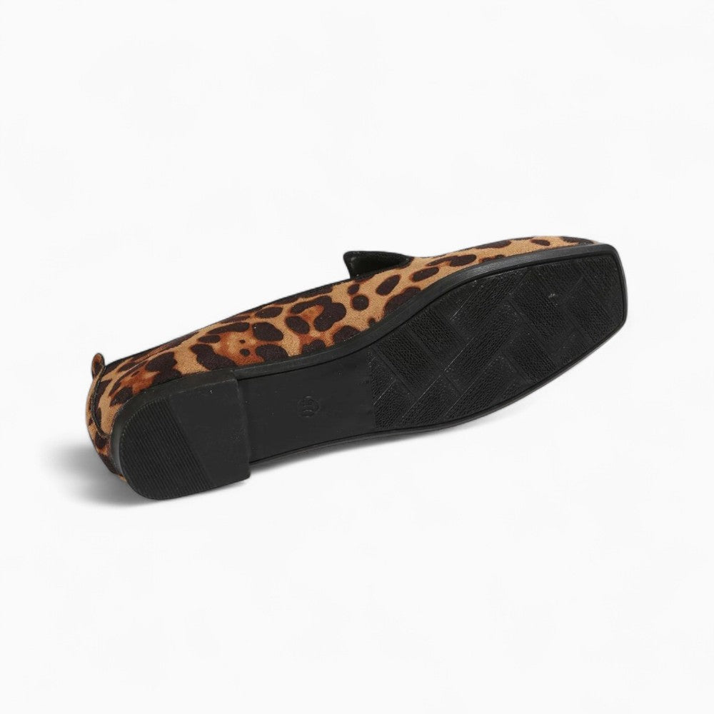 Leopard Print Square Toe Loafers for Women